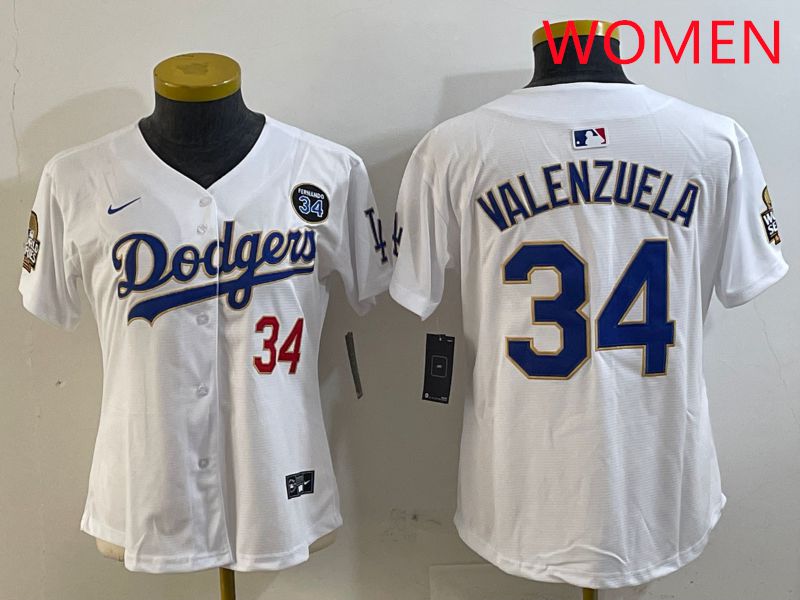 Women Los Angeles Dodgers #34 Valenzuela White Game 2025 Nike MLB Jersey style 3273